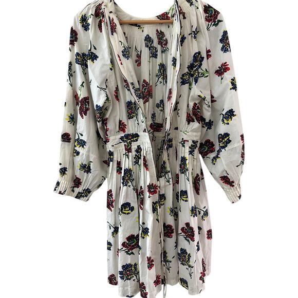 Ulla Johnson Joelle Poplin Floral Pleated High Neck Mini Dress Pockets Size 8 - Picture 5 of 13